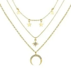 2/$21 Moon Star Ladies Layered Necklace